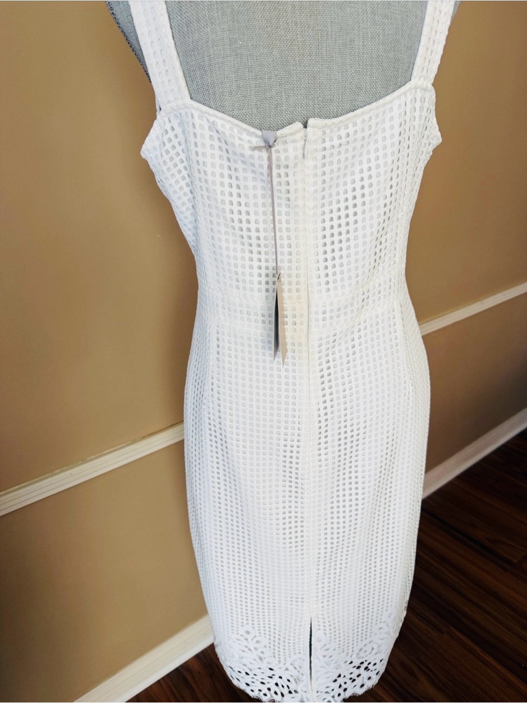 Bravissimo White Katy Grid Lace Sleeveless Midi Dress Size 12 Nwt — image 7 of 8